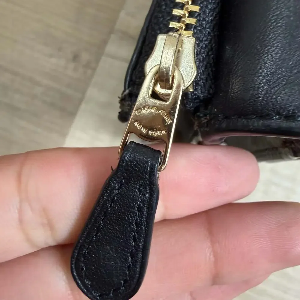 Coach Signature Coated Canvas and Leather Foldover Clutch Wallet